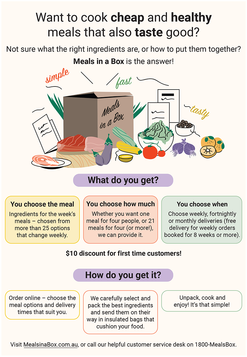 A web page about meals in a box
