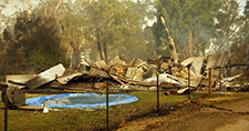 Damage from bushfire – burnt out home, Black Saturday 2009